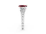 White gold Three-Stone Pear Cut Ruby Braided Band Ring with Four-Prong Setting_14