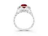 White gold Three-Stone Pear Cut Ruby Braided Band Ring with Four-Prong Setting_15