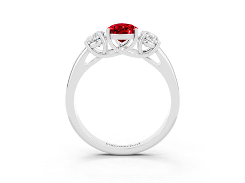 White gold Three-Stone Pear Cut Ruby Engagement Ring with Prong Setting_3