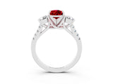 White gold Three-Stone Pear Cut Ruby Pavé Band with Four-Prong Setting_3