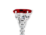 White gold Three-Stone Pear Cut Ruby Ring with Pavé Band and Prong Setting_17