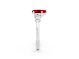 White gold Three-Stone Pear Cut Ruby Ring with Pear Side Stones and Four-Prong Setting_2