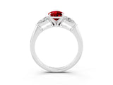 White gold Three-Stone Pear Cut Ruby Ring with Pear Side Stones and Four-Prong Setting_3