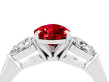 White gold Three-Stone Pear Cut Ruby Ring with Pear Side Stones and Four-Prong Setting_4