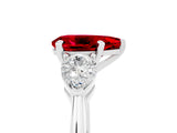 White gold Three-Stone Pear Cut Ruby Ring with Pear Side Stones and Four-Prong Setting_5