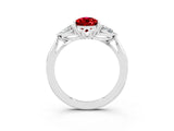 White gold Three-Stone Pear Cut Ruby Ring with Pear  Side Stones in Four-Prong Setting_15