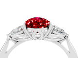 White gold Three-Stone Pear Cut Ruby Ring with Pear  Side Stones in Four-Prong Setting_16
