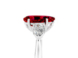 White gold Three-Stone Pear Cut Ruby Ring with Pear  Side Stones in Four-Prong Setting_17