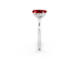 White gold Three-Stone Pear Cut Ruby Ring with Pear  Side Stones in Four-Prong Setting_50