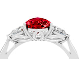 White gold Three-Stone Pear Cut Ruby Ring with Pear  Side Stones in Four-Prong Setting_52