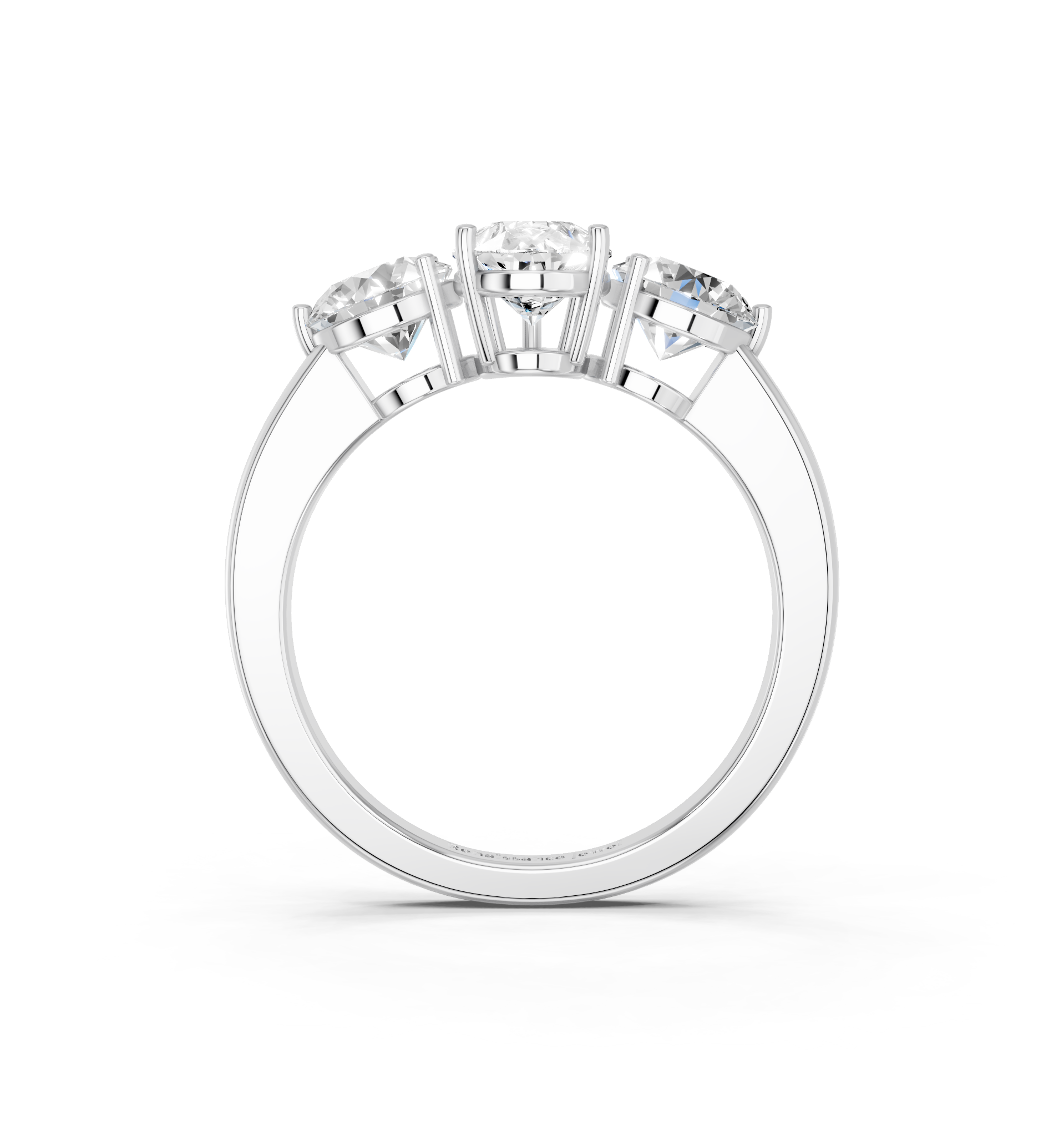 White gold Three-Stone Pear Cut Solitaire Ring with Prong Setting on a Classic Band_22