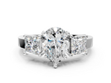 White gold Three-Stone Pear Cut Solitaire Ring with Prong Setting_3