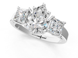 White gold Three-Stone Pear Cut Solitaire Ring with Prong Setting_4