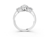 White gold Three-Stone Pear Cut Solitaire Ring with Prong Setting_6