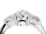 White gold Three-Stone Pear Cut Solitaire Ring with Prong Setting_7