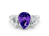 White gold Three-Stone Pear Cut Tanzanite Braided Band Ring with Four-Prong Setting_12
