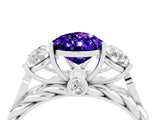 White gold Three-Stone Pear Cut Tanzanite Braided Band Ring with Four-Prong Setting_16
