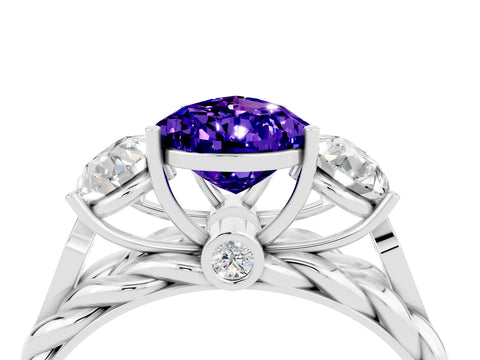 White gold Three-Stone Pear Cut Tanzanite Braided Band Ring with Four-Prong Setting_16