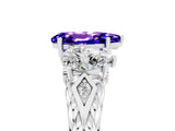 White gold Three-Stone Pear Cut Tanzanite Braided Band Ring with Four-Prong Setting_17