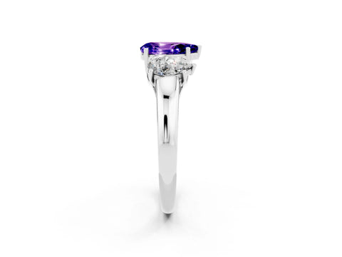 White gold Three-Stone Pear Cut Tanzanite Engagement Ring with Prong Setting_2