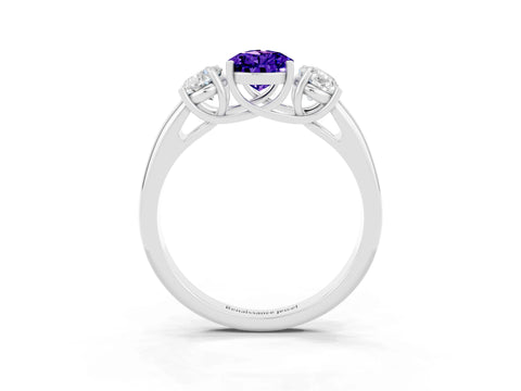 White gold Three-Stone Pear Cut Tanzanite Engagement Ring with Prong Setting_3