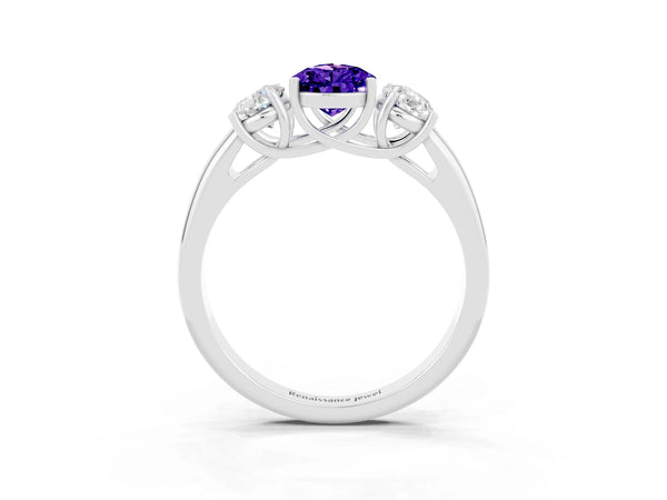White gold Three-Stone Pear Cut Tanzanite Engagement Ring with Prong Setting