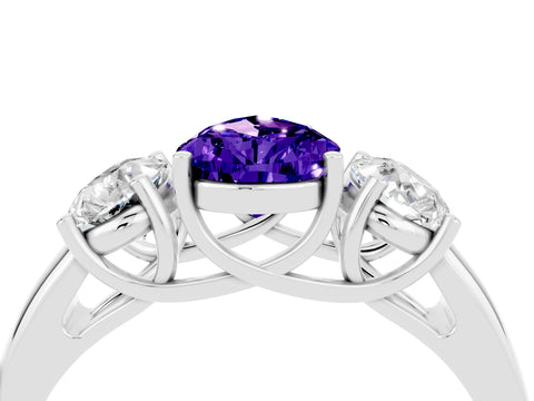 White gold Three-Stone Pear Cut Tanzanite Engagement Ring with Prong Setting_4