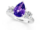 White gold Three-Stone Pear Cut Tanzanite Pavé Band with Four-Prong Setting_1