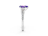 White gold Three-Stone Pear Cut Tanzanite Pavé Band with Four-Prong Setting_2