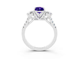 White gold Three-Stone Pear Cut Tanzanite Pavé Band with Four-Prong Setting_3