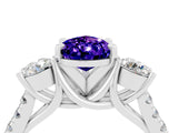 White gold Three-Stone Pear Cut Tanzanite Pavé Band with Four-Prong Setting_4