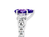 White gold Three-Stone Pear Cut Tanzanite Pavé Band with Four-Prong Setting_5
