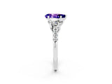 White gold Three-Stone Pear Cut Tanzanite Ring with Pavé Band and Prong Setting_14