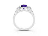 White gold Three-Stone Pear Cut Tanzanite Ring with Pavé Band and Prong Setting_15