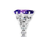 White gold Three-Stone Pear Cut Tanzanite Ring with Pavé Band and Prong Setting_17