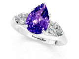 White gold Three-Stone Pear Cut Tanzanite Ring with Pear Side Stones and Four-Prong Setting_1