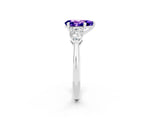 White gold Three-Stone Pear Cut Tanzanite Ring with Pear Side Stones and Four-Prong Setting_2