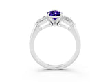 White gold Three-Stone Pear Cut Tanzanite Ring with Pear Side Stones and Four-Prong Setting_3