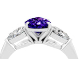 White gold Three-Stone Pear Cut Tanzanite Ring with Pear Side Stones and Four-Prong Setting_4
