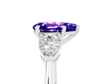 White gold Three-Stone Pear Cut Tanzanite Ring with Pear Side Stones and Four-Prong Setting_5