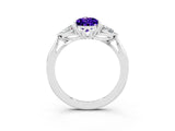 White gold Three-Stone Pear Cut Tanzanite Ring with Pear  Side Stones in Four-Prong Setting_15