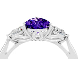 White gold Three-Stone Pear Cut Tanzanite Ring with Pear  Side Stones in Four-Prong Setting_16