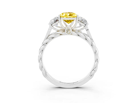 White gold Three-Stone Pear Cut Yellow Sapphire Braided Band Ring with Four-Prong Setting_39