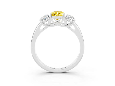 White gold Three-Stone Pear Cut Yellow Sapphire Engagement Ring with Prong Setting_3