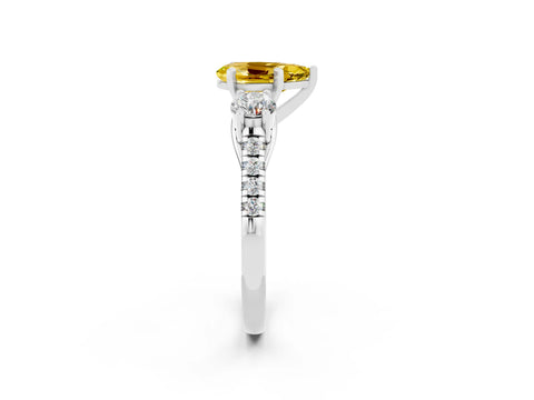 White gold Three-Stone Pear Cut Yellow Sapphire Pavé Band with Four-Prong Setting_26
