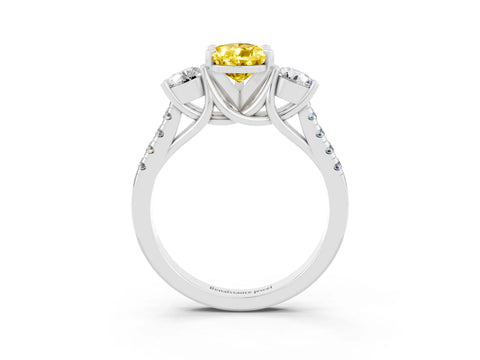 White gold Three-Stone Pear Cut Yellow Sapphire Pavé Band with Four-Prong Setting_27