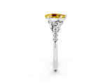White gold Three-Stone Pear Cut Yellow Sapphire Ring with Pavé Band and Prong Setting_38