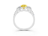 White gold Three-Stone Pear Cut Yellow Sapphire Ring with Pavé Band and Prong Setting_39
