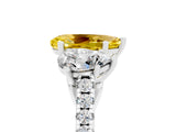 White gold Three-Stone Pear Cut Yellow Sapphire Ring with Pavé Band and Prong Setting_41
