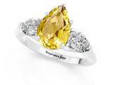 White gold Three-Stone Pear Cut Yellow Sapphire Ring with Pear Side Stones and Four-Prong Setting_25